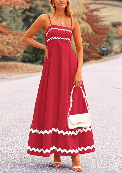 PRETTYGARDEN Women's Summer Flowy Maxi Dress Casual Sleeveless Spaghetti Strap Ruffle Beach Long Dresses