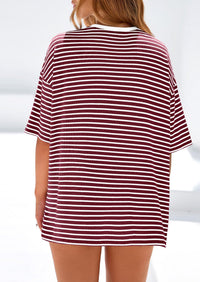 PRETTYGARDEN Womens Oversied Cute Tops Casual Striped Short Sleeve Shirt Women Trendy Spring Fashion Basic Tees Blouse PRETTYGARDEN