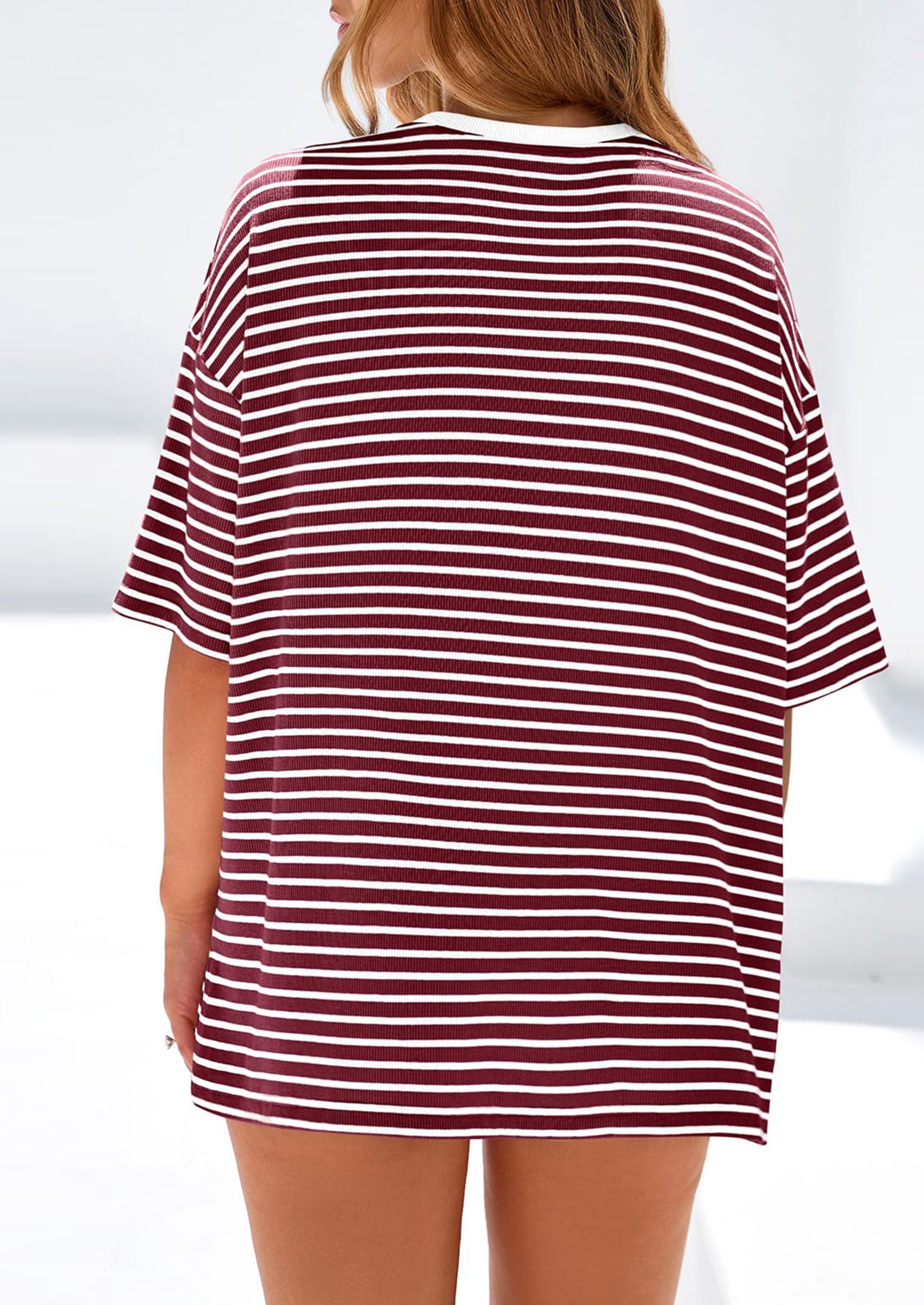 PRETTYGARDEN Womens Oversied Cute Tops Casual Striped Short Sleeve Shirt Women Trendy Spring Fashion Basic Tees Blouse PRETTYGARDEN