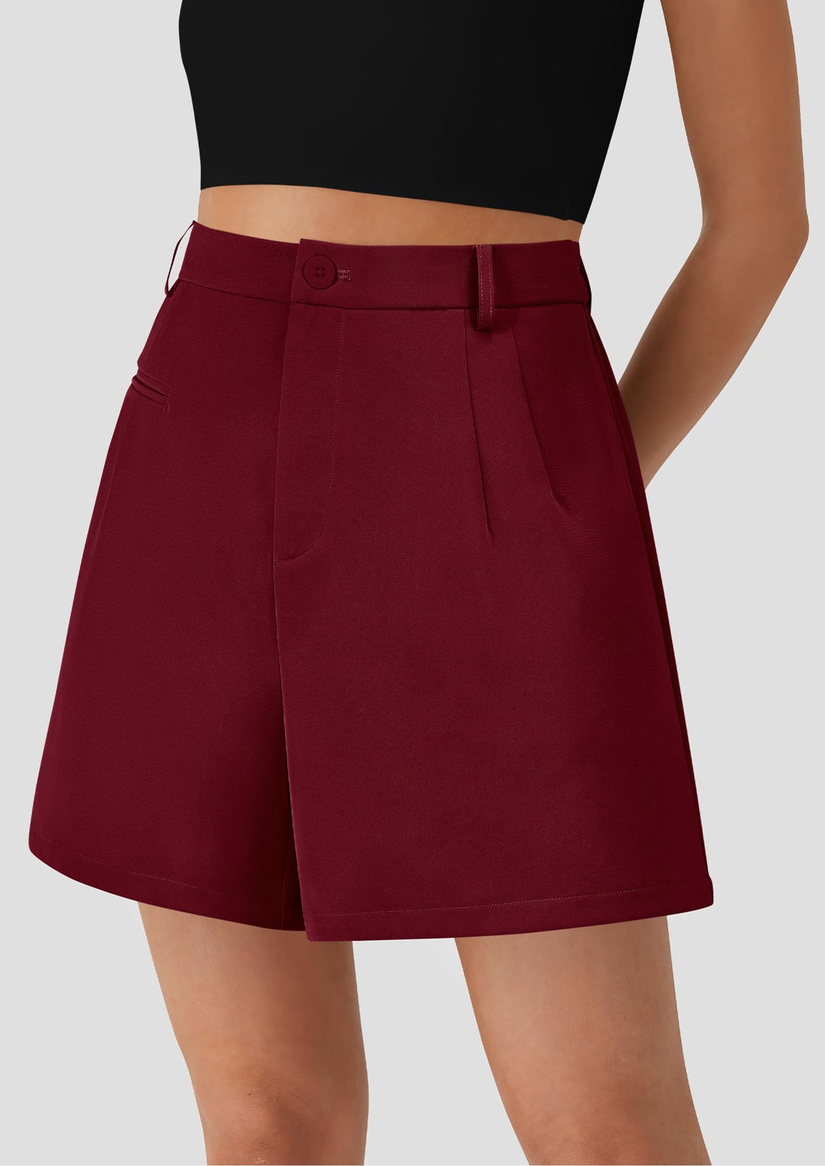 PRETTYGARDEN Shorts for Women Dressy Summer Elastic High Waisted Wide Leg Business Casual Work Shorts with Pockets