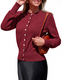 PRETTYGARDEN Womens Long Sleeve Basic Cardigan Dressy Casual 2026 Crewneck Knit Button Down Cozy Sweaters Fall Clothes