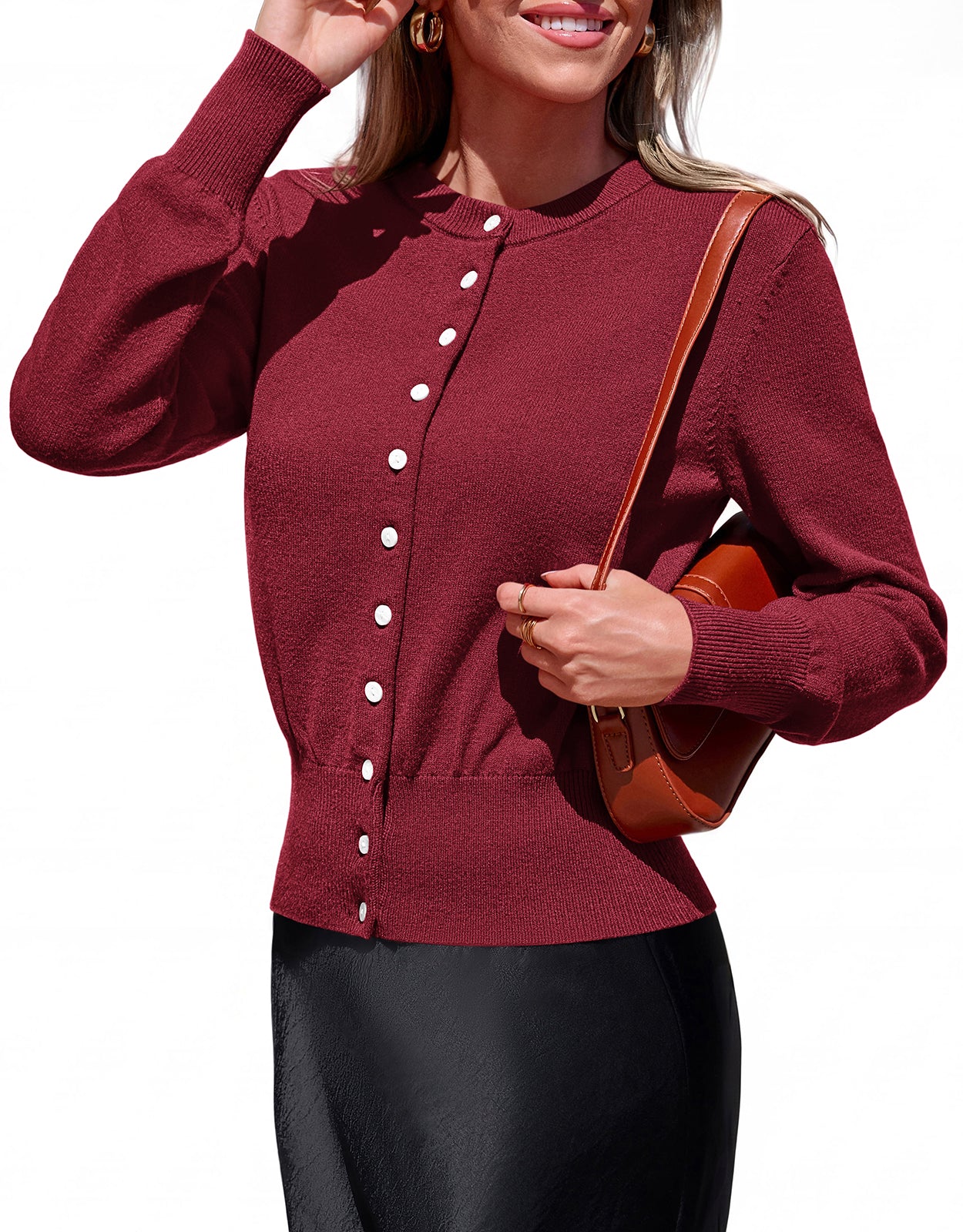 PRETTYGARDEN Womens Long Sleeve Basic Cardigan Dressy Casual 2026 Crewneck Knit Button Down Cozy Sweaters Fall Clothes