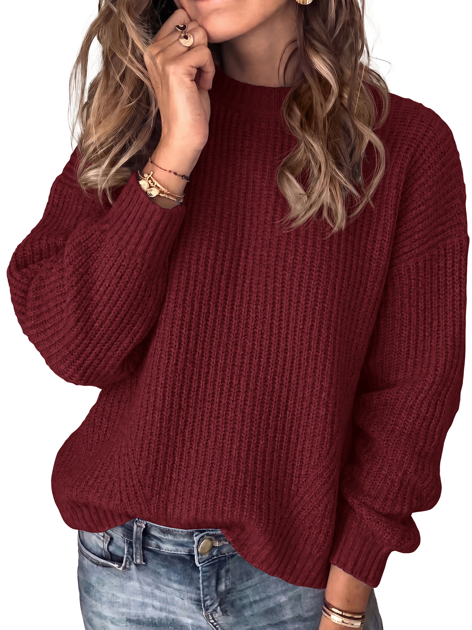 PRETTYGARDEN Women's Crewneck Oversized Sweaters Chunky Knit Long Sleeve Casual Loose Pullover Tops 2026 Trendy Fall Clothes