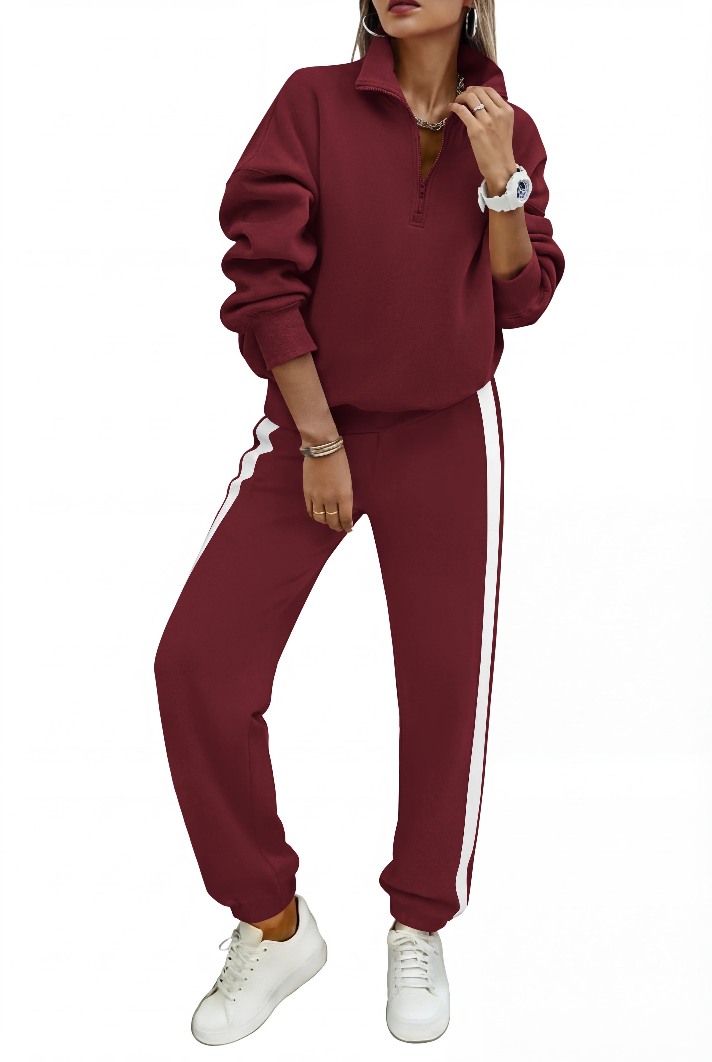 PRETTYGARDEN Womens Sweatsuits 2 Piece Outfits Fall Half Zip Sweatshirts Jogger Tracksuit Set Lounge Travel Matching Clothes