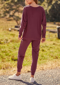 PRETTYGARDEN Women's Fall 2 Piece Lounge Set Long Sleeve Tops Ribbed Pants Spring Matching Sweatsuit Travel Outfits Clothes