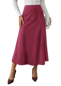 PRETTYGARDEN Womens High Waist Faux Suede A Line Midi Skirt | Hidden Stretch Elastic Waist, Front Back Panel Stitching, Vintage Elegant Mid-Calf Long Skirts for Fall Winter Office Daily