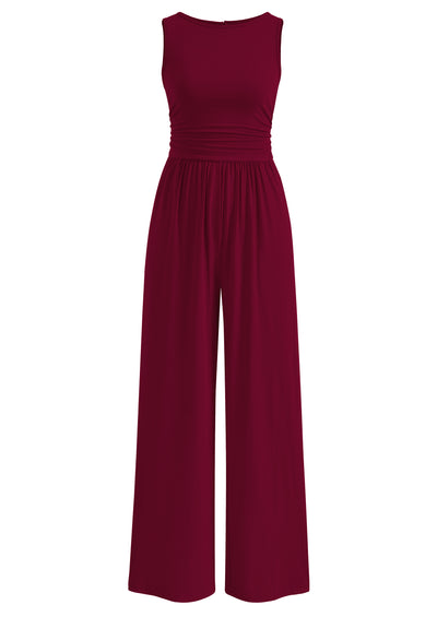 PRETTYGARDEN One Piece Jumpsuits for Women Dressy Casual Sleeveless Crewneck Wide Leg Rompers Jumpers Vacation Summer Outfits