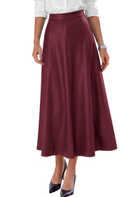 PRETTYGARDEN Womens Faux Leather High Waisted Midi Skirt | Flowy A Line Pleated Skirts, Elegant Swing Flared, Work Business Casual Outfits, Fall Winter Fashion Clothes