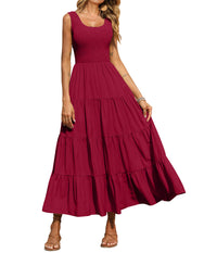 PRETTYGARDEN Women's 2026 Casual Loose Plain Maxi Sundress Smocked Tank Dress Sleeveless Summer Beach Tiered Long Dresses