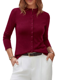 PRETTYGARDEN Womens Fall Lightweight Knit Cardigan Sweater | Button Down Long Sleeve Crew Neck,Soft Ribbed Knit Slim Fit,Business Casual Going Out Travel Outfits,Fashion Clothing 2026