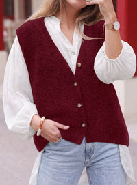 PRETTYGARDEN Womens Fall Sleeveless Button Down Sweater Vest  Soft Knit Fabric, Fashion Deep V Neck, Casual Loose Fit Sweater, Going Out Outfits, 2026 Trendy Winter Clothes