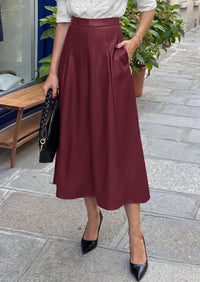 PRETTYGARDEN Womens Faux Leather High Waisted Midi Skirt | Flowy A Line Pleated Skirts, Elegant Swing Flared, Work Business Casual Outfits, Fall Winter Fashion Clothes