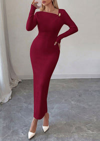 PRETTYGARDEN Womens Fall Long Sleeve Ribbed Sweater Dress | Breathable Knit Fabric, Elegant Bodycon Cut, Fashion Asymmetrical Neck, Night Out Party Dresses, 2026 Trendy Winter Clothes  Price, product page