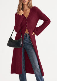 PRETTYGARDEN Women Long Cardigan Bell Sleeve Sweater Dress  Early Fall Fashion, V Neck Button Down Coats, Fit and Flare, Duster Sweater, Business Casual Outfits, Acrylic Cotton Blend