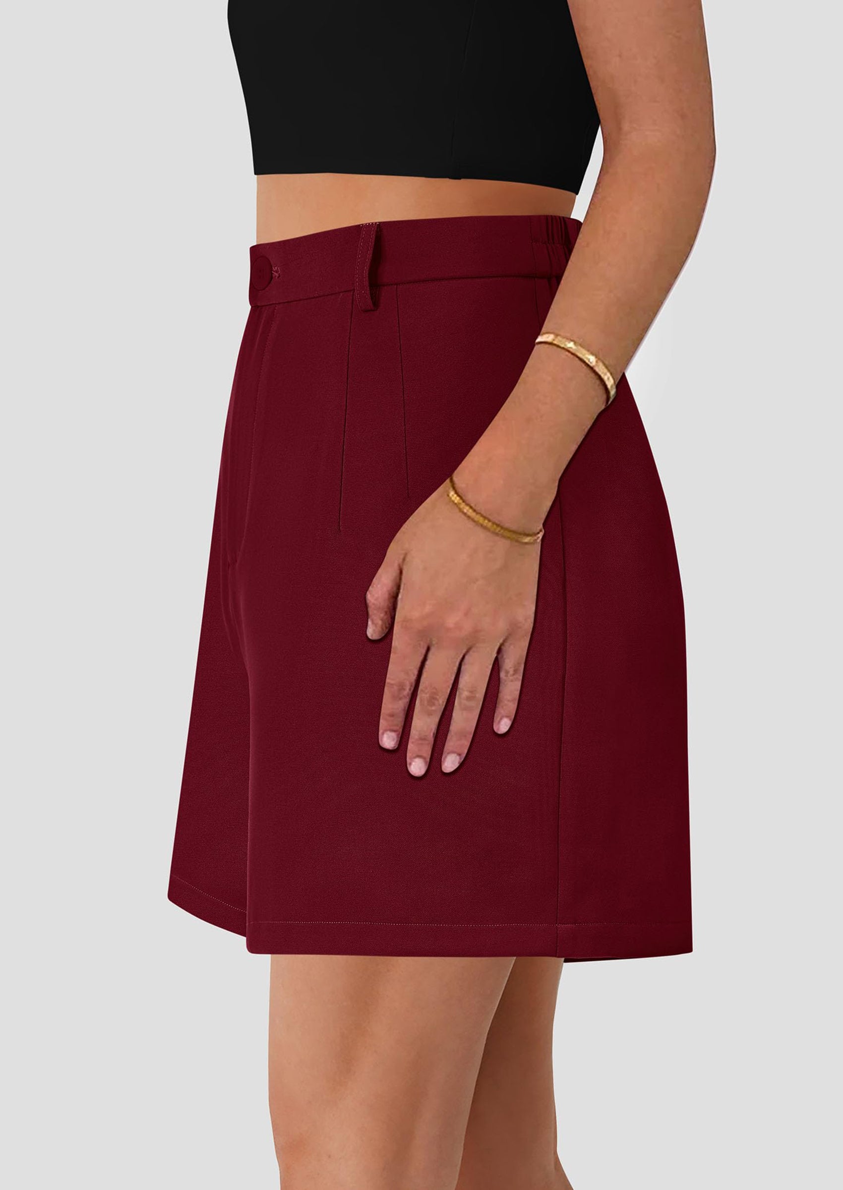 PRETTYGARDEN Shorts for Women Dressy Summer Elastic High Waisted Wide Leg Business Casual Work Shorts with Pockets