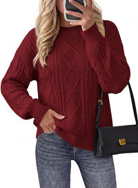 PRETTYGARDEN Womens Cable Knit Sweater Crewneck Pullover | Soft Ribbed Cuffs,Relaxed Fit Long Sleeve Sweaters,Chunky Diamond,Warm Layering,Comfy Daily Wear,Fall Winter Going out Top