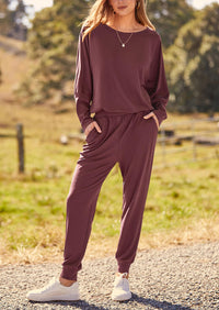 PRETTYGARDEN Women's Fall 2 Piece Lounge Set Long Sleeve Tops Ribbed Pants Spring Matching Sweatsuit Travel Outfits Clothes