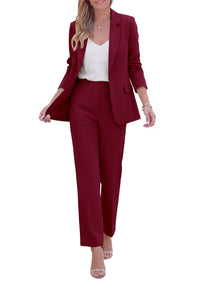 PRETTYGARDEN Two Piece Sets for Women Dressy Pant Suits | Lapel Blazer,Straight Leg Dress Pants,Professional Interview Suit Set,Business Casual Outfits,Office Work Clothes,Fall Winter