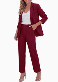 PRETTYGARDEN Two Piece Sets for Women Dressy Pant Suits | Lapel Blazer,Straight Leg Dress Pants,Professional Interview Suit Set,Business Casual Outfits,Office Work Clothes,Fall Winter