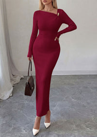 PRETTYGARDEN Womens Fall Long Sleeve Ribbed Sweater Dress | Breathable Knit Fabric, Elegant Bodycon Cut, Fashion Asymmetrical Neck, Night Out Party Dresses, 2026 Trendy Winter Clothes  Price, product page