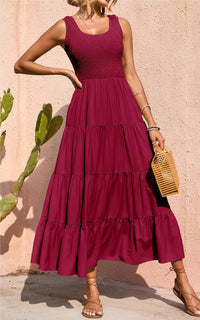 PRETTYGARDEN Women's 2026 Casual Loose Plain Maxi Sundress Smocked Tank Dress Sleeveless Summer Beach Tiered Long Dresses