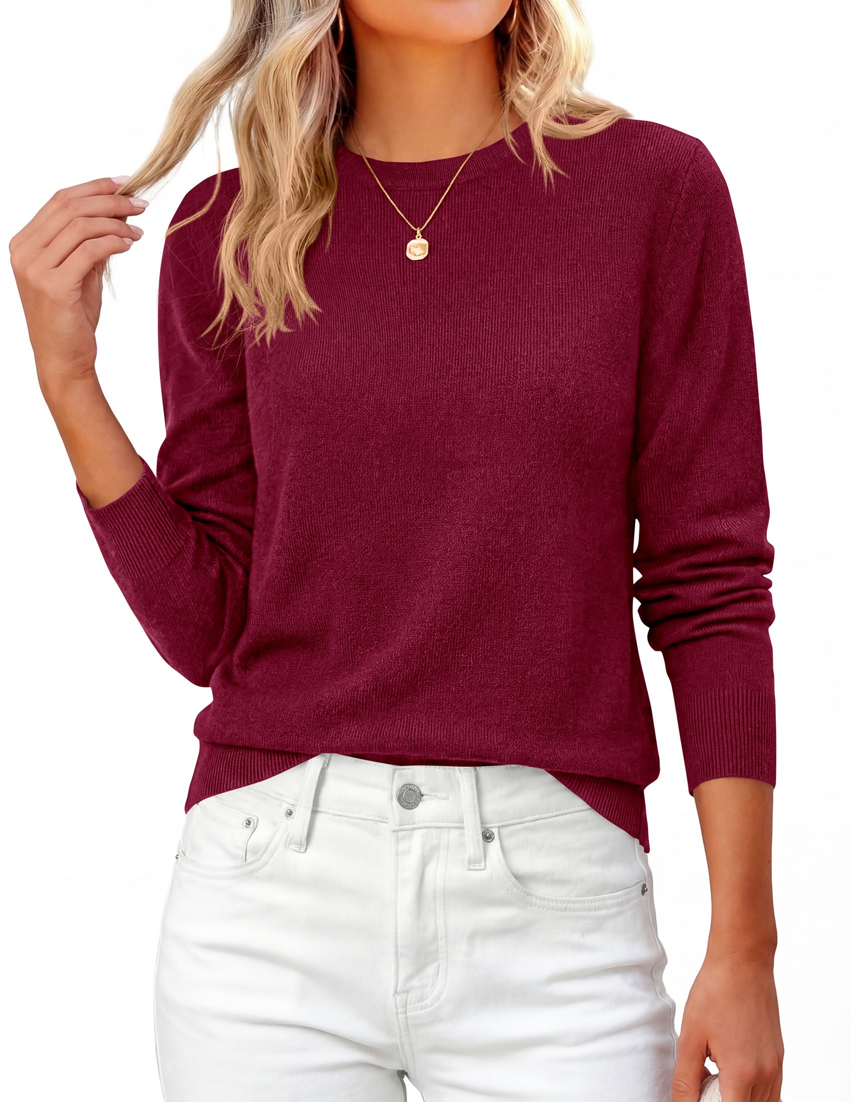 PRETTYGARDEN Womens Fall Basic Long Sleeve Sweater | Soft Knit Fabric, Classic Crew Neck Sweaters, Loose Fit Sweater, Casual Going Out Outfits, 2026 Winter Trendy Clothes