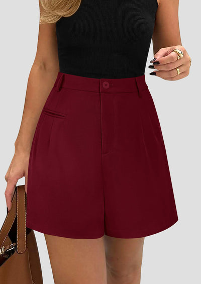 PRETTYGARDEN Shorts for Women Dressy Summer Elastic High Waisted Wide Leg Business Casual Work Shorts with Pockets