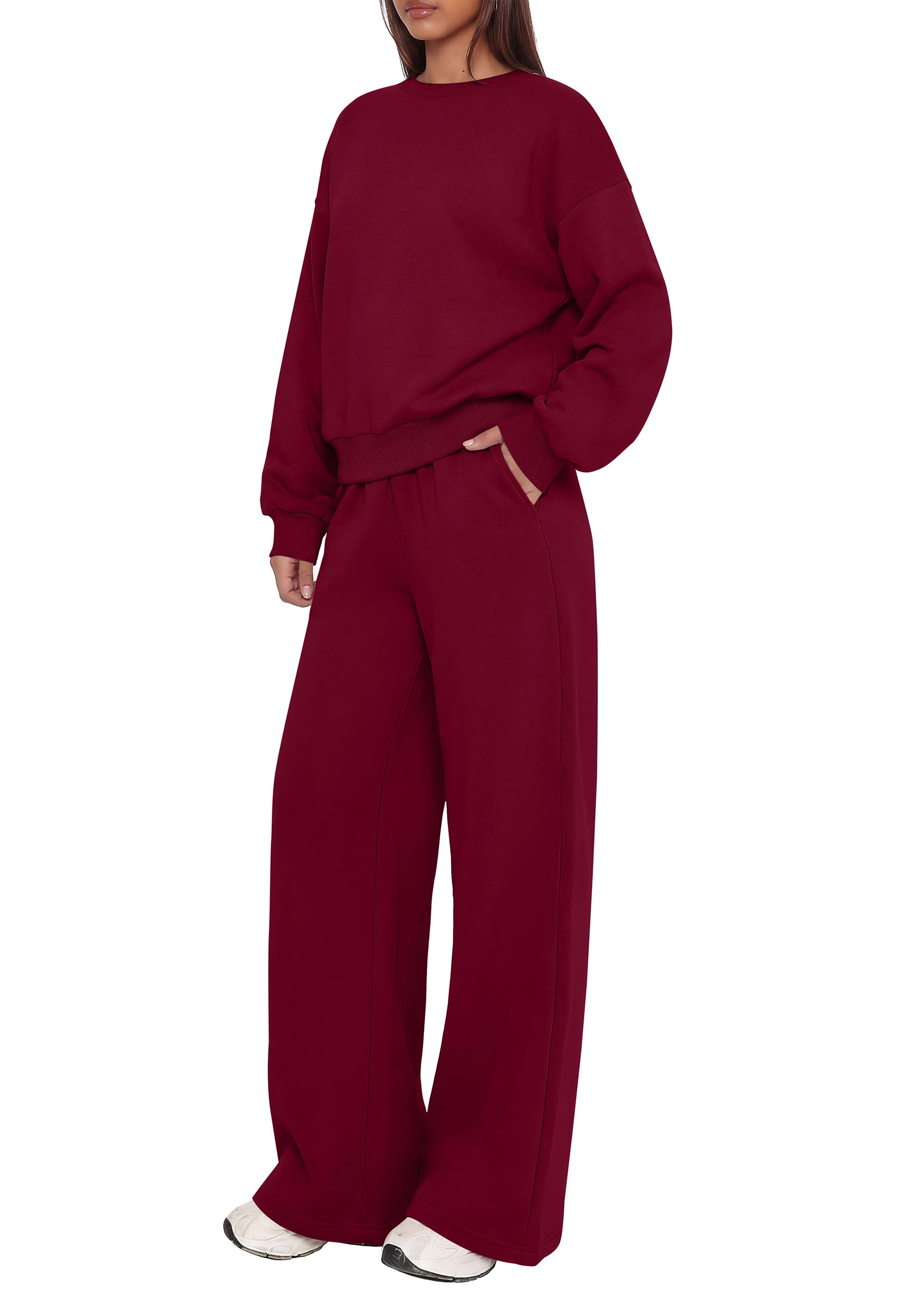 PRETTYGARDEN 2 Piece Lounge Sets for Women Casual Sweatsuits | Soft Stretchy,Drop Shoulder Crew Neck Sweatshirt & Wide Leg Pants,Workout Airport Matching Set Tracksuit,Fall Winter Outfits