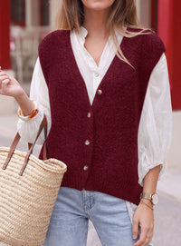 PRETTYGARDEN Womens Fall Sleeveless Button Down Sweater Vest  Soft Knit Fabric, Fashion Deep V Neck, Casual Loose Fit Sweater, Going Out Outfits, 2026 Trendy Winter Clothes
