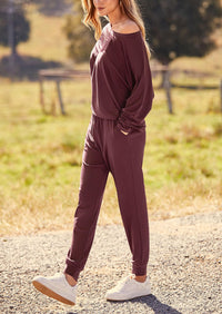 PRETTYGARDEN Women's Fall 2 Piece Lounge Set Long Sleeve Tops Ribbed Pants Spring Matching Sweatsuit Travel Outfits Clothes