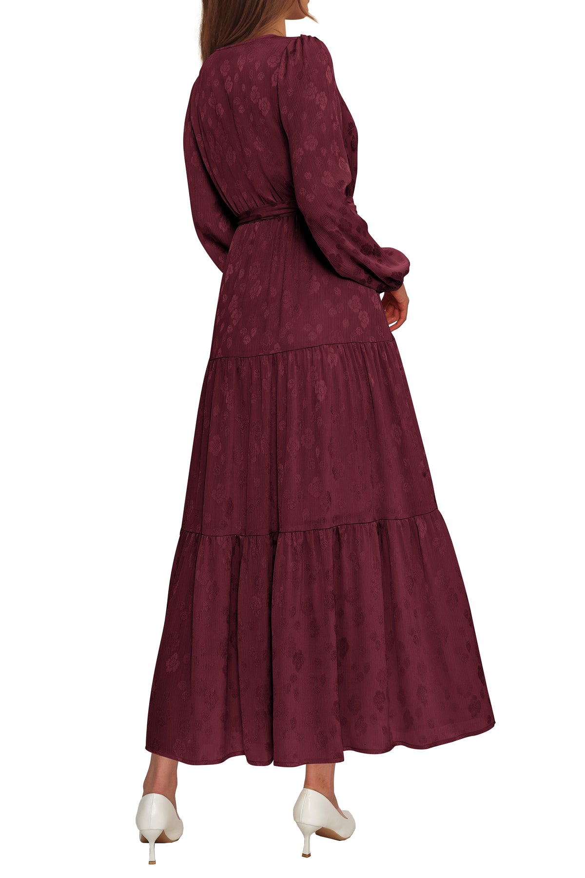 PRETTYGARDEN Womens Long Sleeve Boho Floral Wrap Maxi Dress  Fall Wedding Guest Dresses 2026, Chiffon Flowy Long Dresses, Casual Tie Waist V Neck Dress, Modest A Line Ruffle Tiered Dress