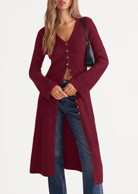 PRETTYGARDEN Women Long Cardigan Bell Sleeve Sweater Dress  Early Fall Fashion, V Neck Button Down Coats, Fit and Flare, Duster Sweater, Business Casual Outfits, Acrylic Cotton Blend