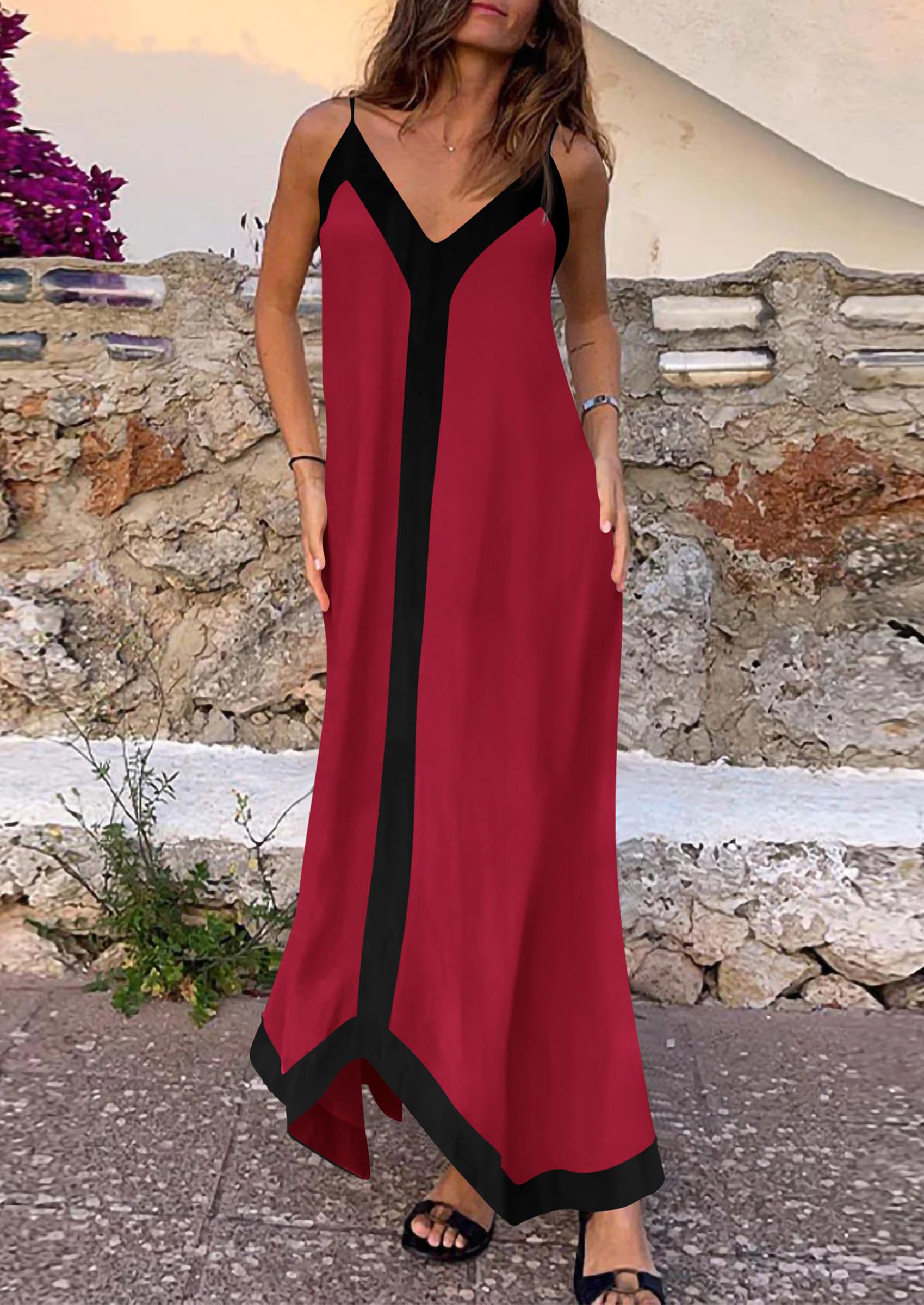 PRETTYGARDEN Women's Flowy Maxi Dress Summer Sleeveless V Neck Spaghetti Strap Elegant Wedding Party Dresses