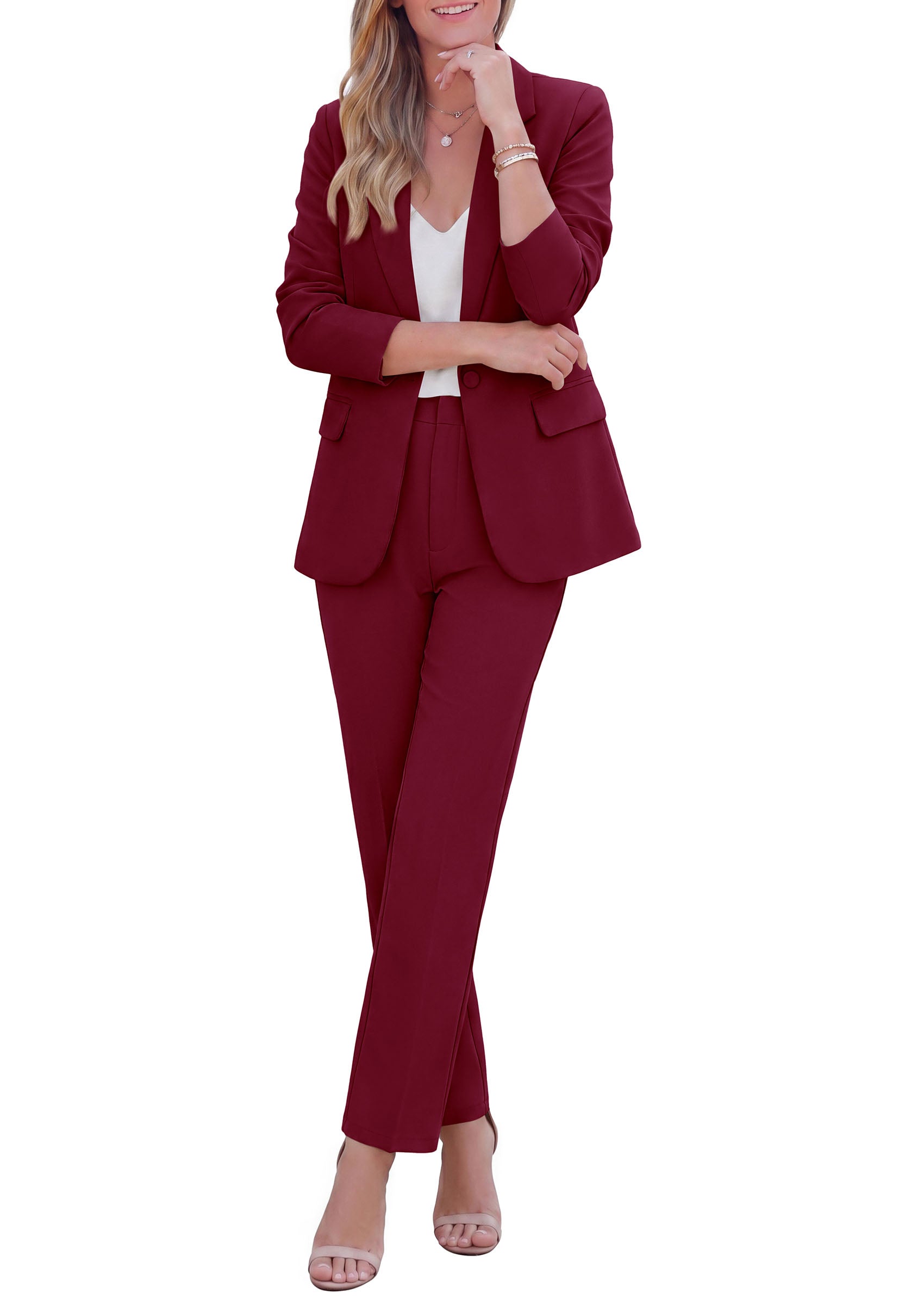 PRETTYGARDEN Two Piece Sets for Women Dressy Pant Suits | Lapel Blazer,Straight Leg Dress Pants,Professional Interview Suit Set,Business Casual Outfits,Office Work Clothes,Fall Winter