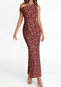 PRETTYGARDEN Womens Floral One Shoulder Maxi Dress 2026 Summer Spring Bodycon Ruched Side Slit Elegant Cocktail Party Dresses PRETTYGARDEN