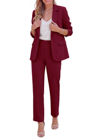 PRETTYGARDEN Two Piece Sets for Women Dressy Pant Suits | Lapel Blazer,Straight Leg Dress Pants,Professional Interview Suit Set,Business Casual Outfits,Office Work Clothes,Fall Winter