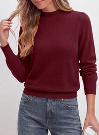 PRETTYGARDEN Womens Fall Mock Neck Long Sleeve Sweater  Soft Stretchy Fabric, V-Shape Knit Pattern, Chic Puff Sleeves, Ribbed Trim Pullover Sweaters, Casual Work Office Outfits