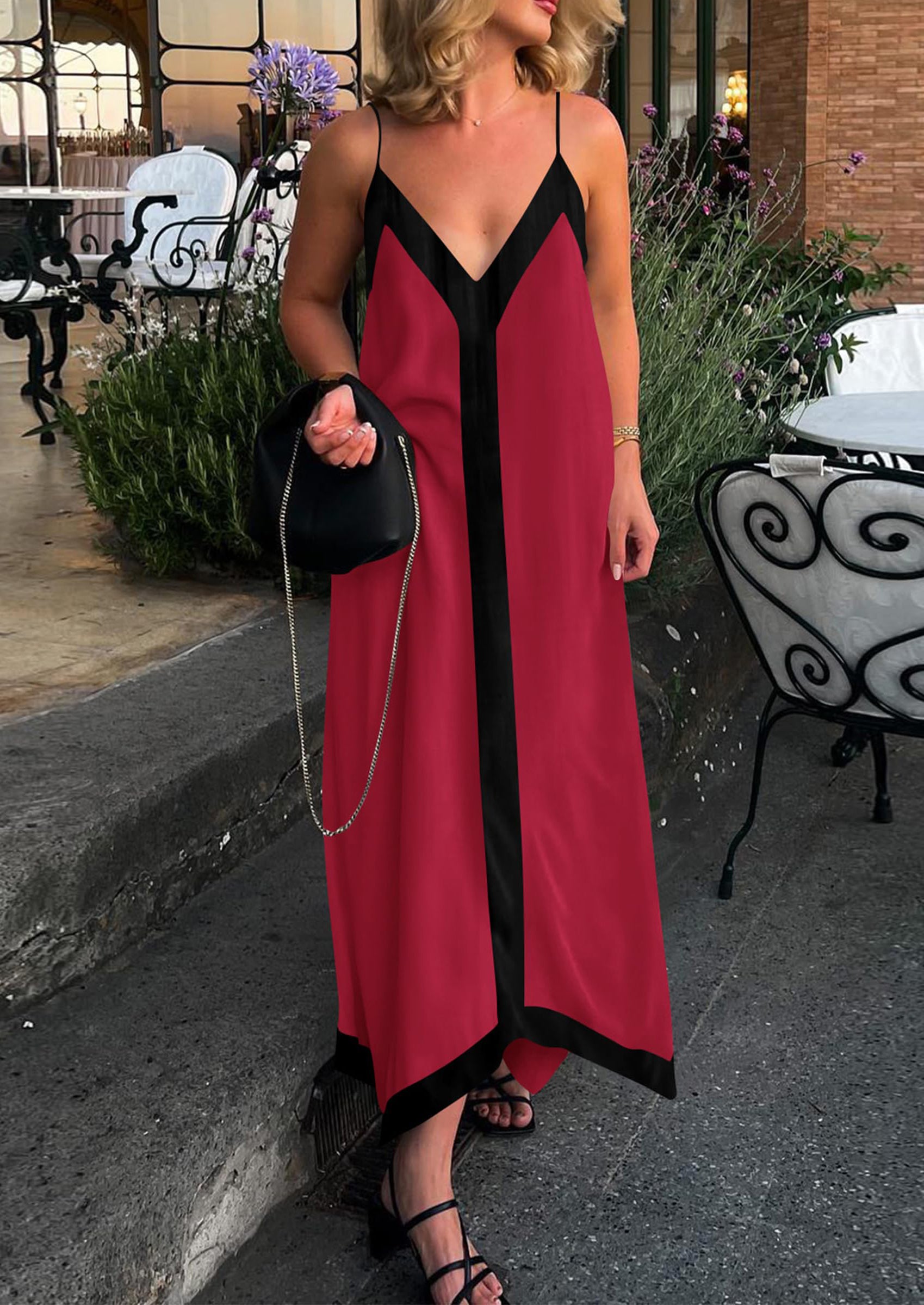 PRETTYGARDEN Women's Flowy Maxi Dress Summer Sleeveless V Neck Spaghetti Strap Elegant Wedding Party Dresses