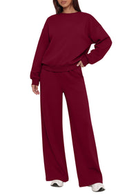 PRETTYGARDEN 2 Piece Lounge Sets for Women Casual Sweatsuits | Soft Stretchy,Drop Shoulder Crew Neck Sweatshirt & Wide Leg Pants,Workout Airport Matching Set Tracksuit,Fall Winter Outfits