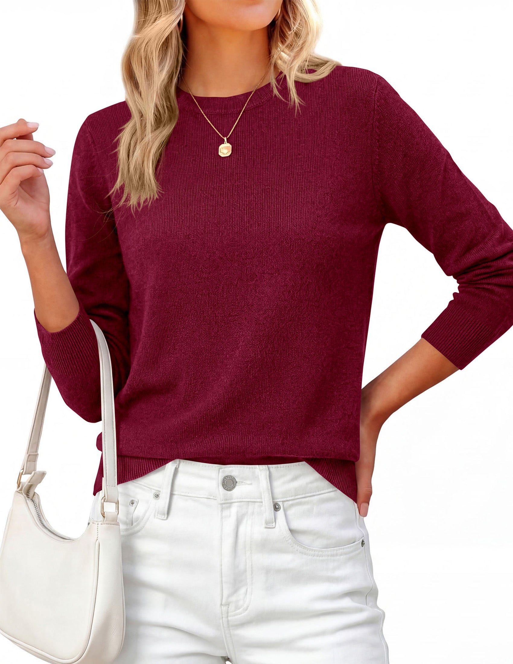 PRETTYGARDEN Womens Fall Basic Long Sleeve Sweater | Soft Knit Fabric, Classic Crew Neck Sweaters, Loose Fit Sweater, Casual Going Out Outfits, 2026 Winter Trendy Clothes