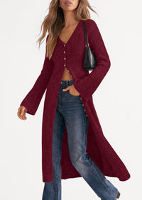 PRETTYGARDEN Women Long Cardigan Bell Sleeve Sweater Dress  Early Fall Fashion, V Neck Button Down Coats, Fit and Flare, Duster Sweater, Business Casual Outfits, Acrylic Cotton Blend