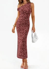 PRETTYGARDEN Womens Floral One Shoulder Maxi Dress 2026 Summer Spring Bodycon Ruched Side Slit Elegant Cocktail Party Dresses PRETTYGARDEN