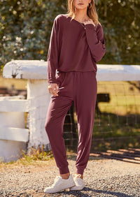 PRETTYGARDEN Women's Fall 2 Piece Lounge Set Long Sleeve Tops Ribbed Pants Spring Matching Sweatsuit Travel Outfits Clothes