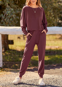 PRETTYGARDEN Women's Fall 2 Piece Lounge Set Long Sleeve Tops Ribbed Pants Spring Matching Sweatsuit Travel Outfits Clothes