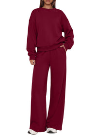 PRETTYGARDEN 2 Piece Lounge Sets for Women Casual Sweatsuits | Soft Stretchy,Drop Shoulder Crew Neck Sweatshirt & Wide Leg Pants,Workout Airport Matching Set Tracksuit,Fall Winter Outfits