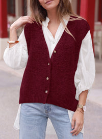 PRETTYGARDEN Womens Fall Sleeveless Button Down Sweater Vest  Soft Knit Fabric, Fashion Deep V Neck, Casual Loose Fit Sweater, Going Out Outfits, 2026 Trendy Winter Clothes