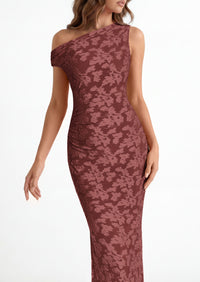 PRETTYGARDEN Womens Floral One Shoulder Maxi Dress 2026 Summer Spring Bodycon Ruched Side Slit Elegant Cocktail Party Dresses PRETTYGARDEN