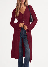 PRETTYGARDEN Women Long Cardigan Bell Sleeve Sweater Dress  Early Fall Fashion, V Neck Button Down Coats, Fit and Flare, Duster Sweater, Business Casual Outfits, Acrylic Cotton Blend