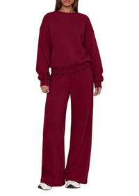 PRETTYGARDEN 2 Piece Lounge Sets for Women Casual Sweatsuits | Soft Stretchy,Drop Shoulder Crew Neck Sweatshirt & Wide Leg Pants,Workout Airport Matching Set Tracksuit,Fall Winter Outfits