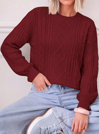 PRETTYGARDEN Womens Cable Knit Sweater Crewneck Pullover | Soft Ribbed Cuffs,Relaxed Fit Long Sleeve Sweaters,Chunky Diamond,Warm Layering,Comfy Daily Wear,Fall Winter Going out Top